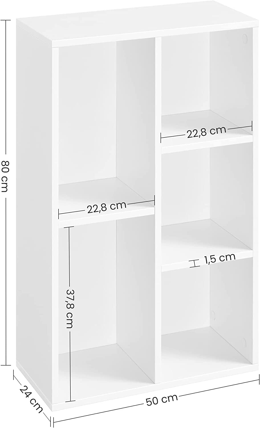 Raft cu 5 compartimente 50 x 80 x 24 cm, Alb