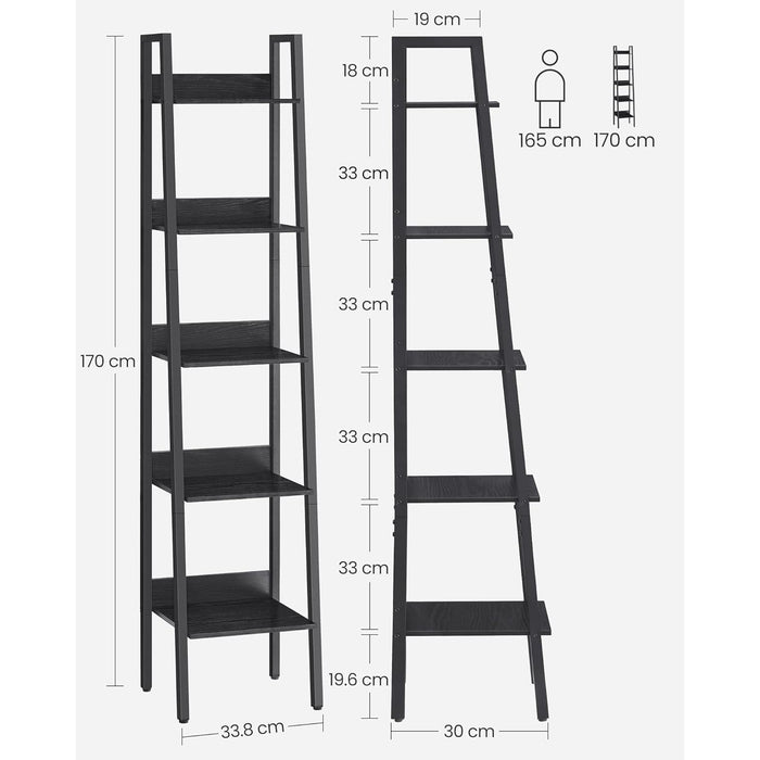 Raft cu 5 niveluri pentru carti si decoratiuni , negru | Vasagle