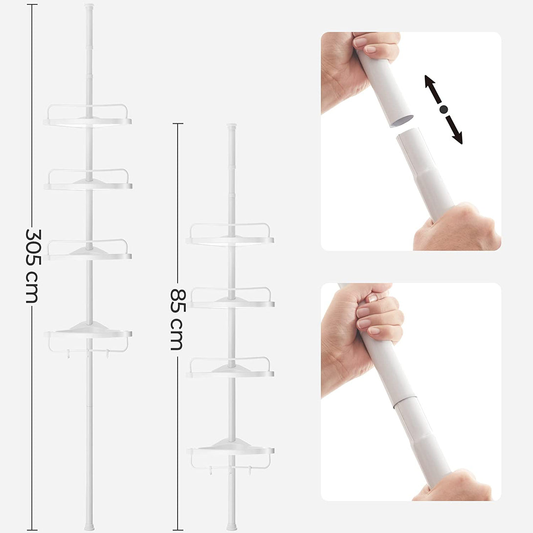 Raft de colt de baie telescopic reglabil, 85-305 cm