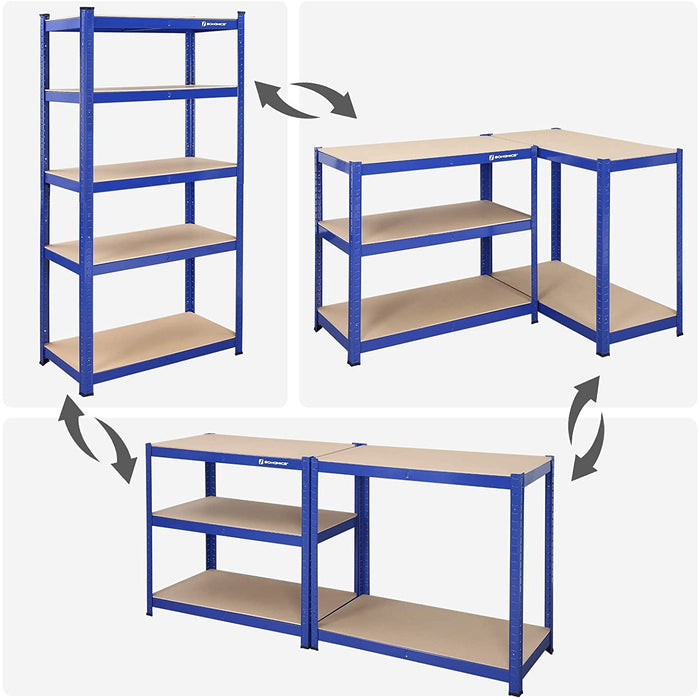 Raft de depozitare din metal rezistent, unitate de rafturi rezistente, albastru