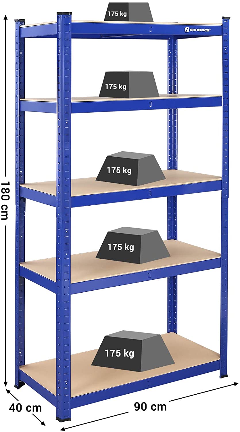 Raft de depozitare din metal rezistent, unitate de rafturi rezistente, albastru