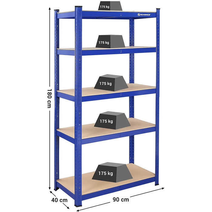 Raft de depozitare din metal rezistent, unitate de rafturi rezistente, albastru