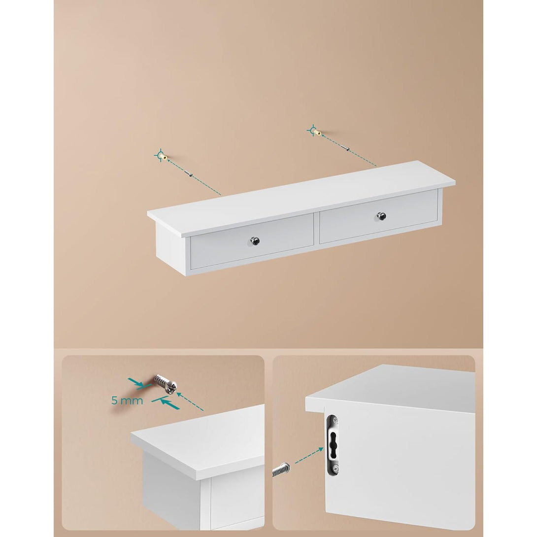 Raft de perete, raft plutitor cu 2 sertare, 65 x 15 x 10 cm