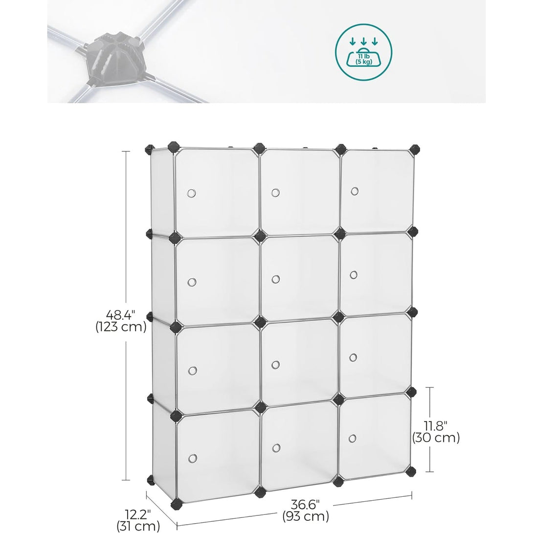 Raft pentru pantofi din plastic cu 12 compartimente , alb