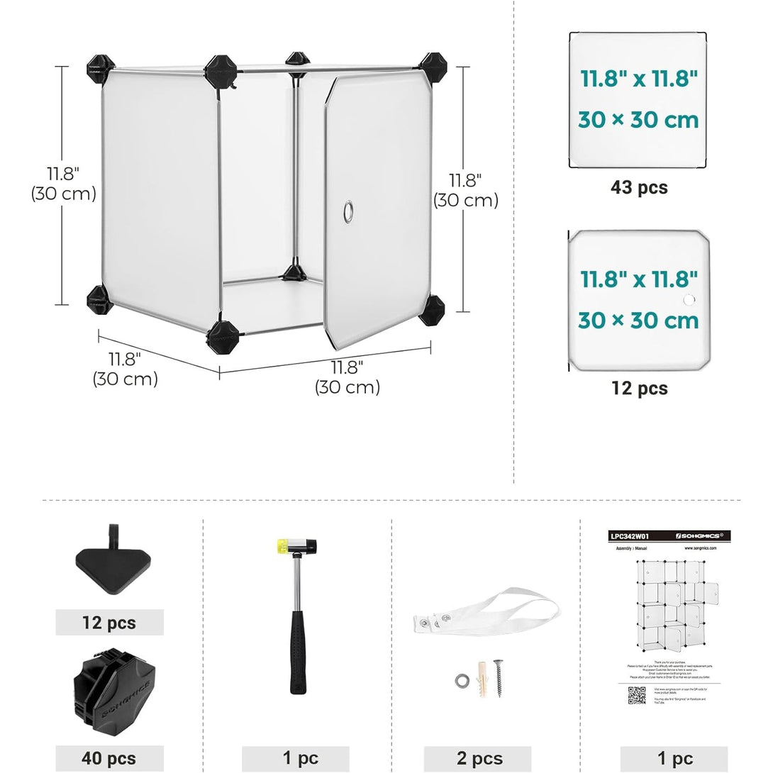 Raft pentru pantofi din plastic cu 12 compartimente , alb