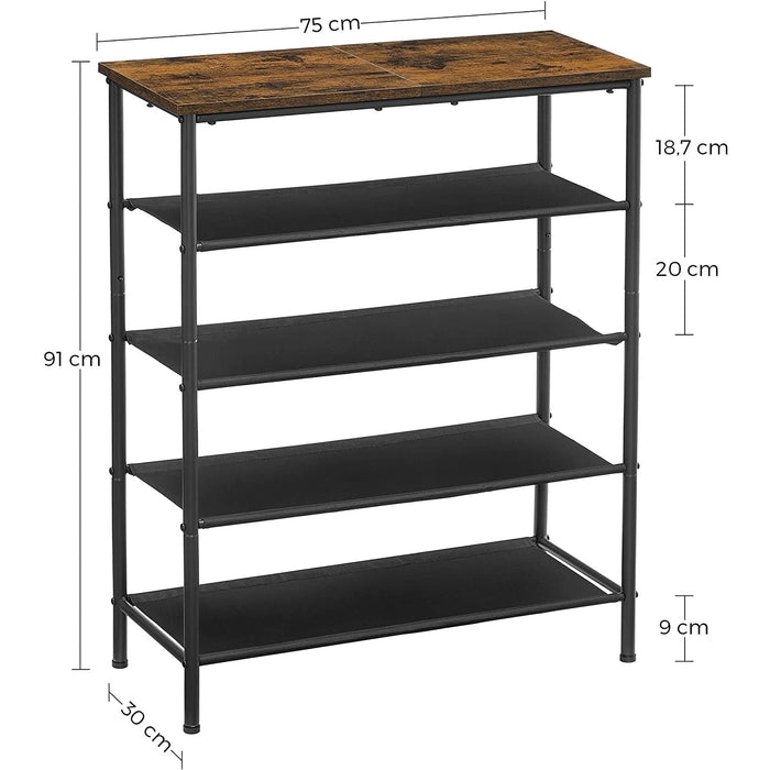 Raft pentru pantofi pe 5 nivele, sistem de depozitare a pantofilor îngust, 75x30x91 cm