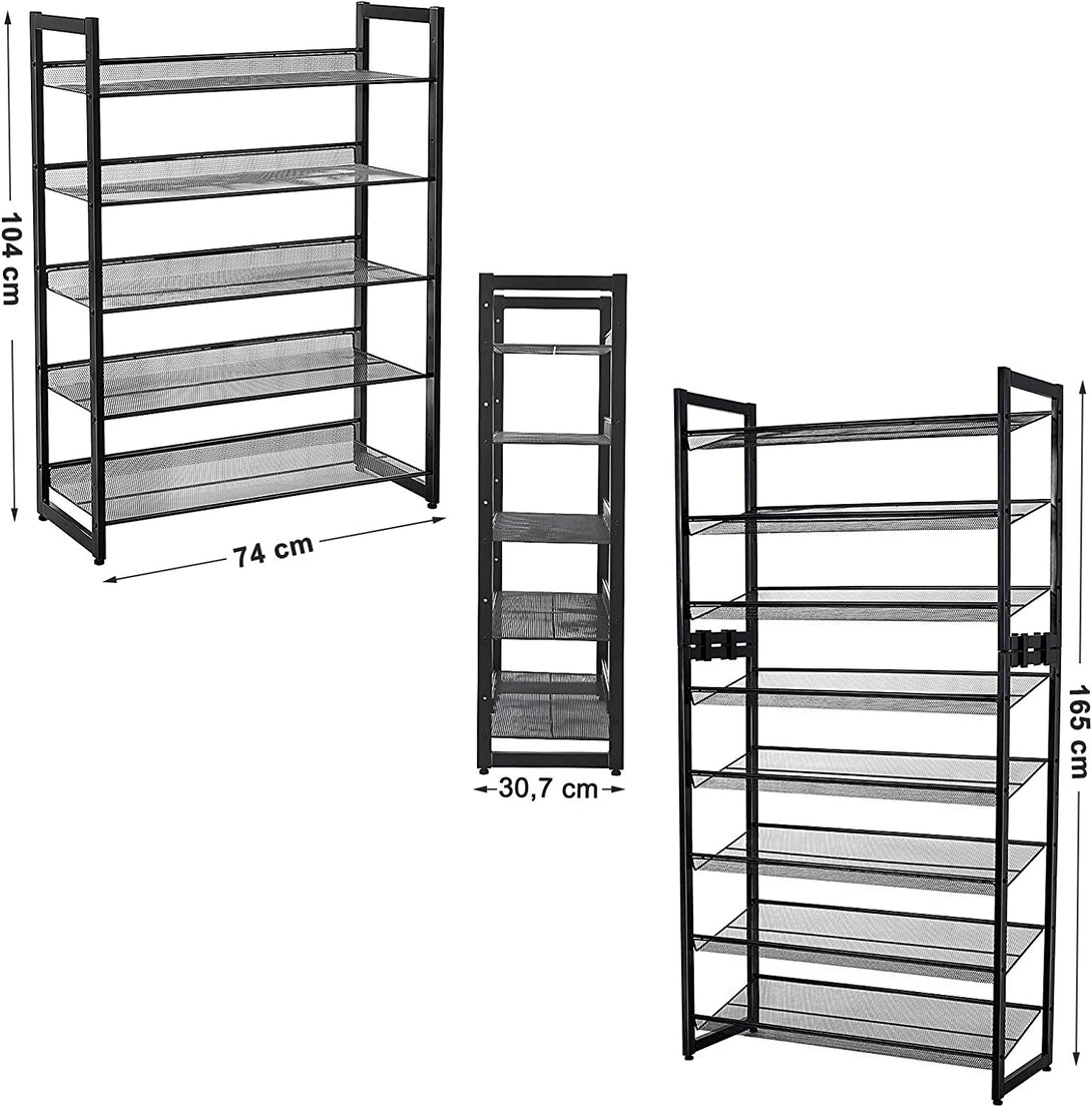 Raft pentru pantofi, raft pentru pantofi 5 nivele plasa metalica 74 x 30,7 x 104 cm