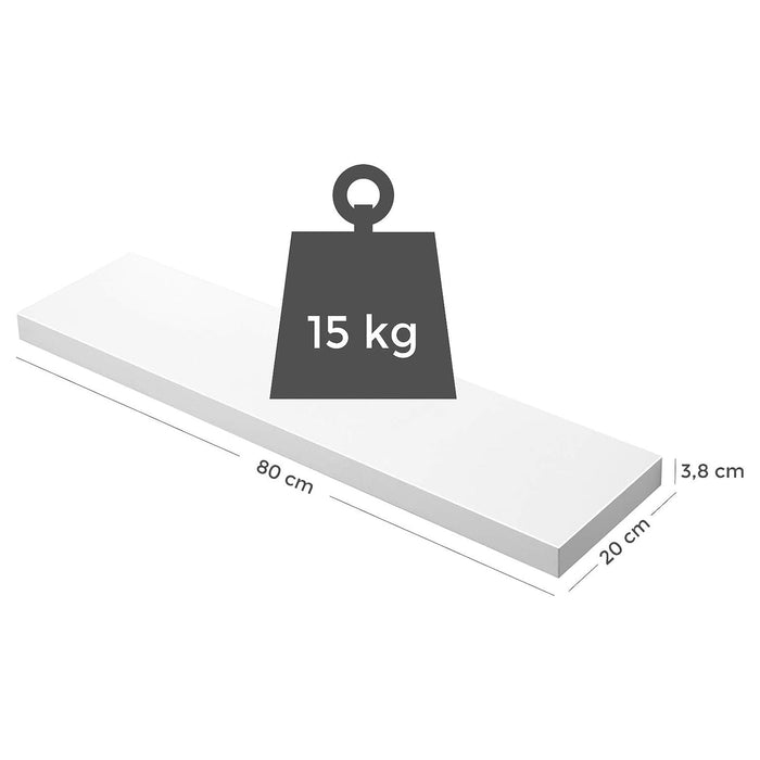 Raft plutitor, raft de perete 80 x 3,8 x 20 cm, alb