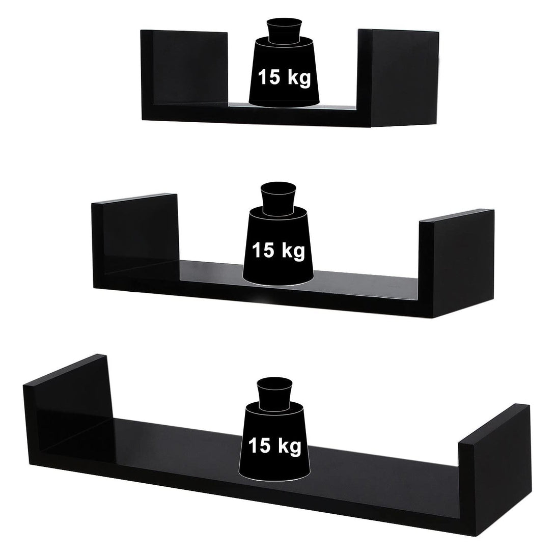 Rafturi decorative de perete set de 3, rafturi plutitoare, negru