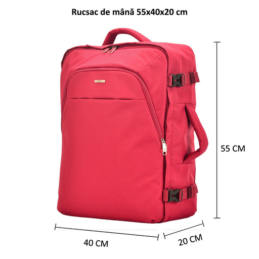 Rucsac de călătorie BONTOUR AIR, Bagaj de mână dimensiune cabină 55x40x20cm, culoare roșie