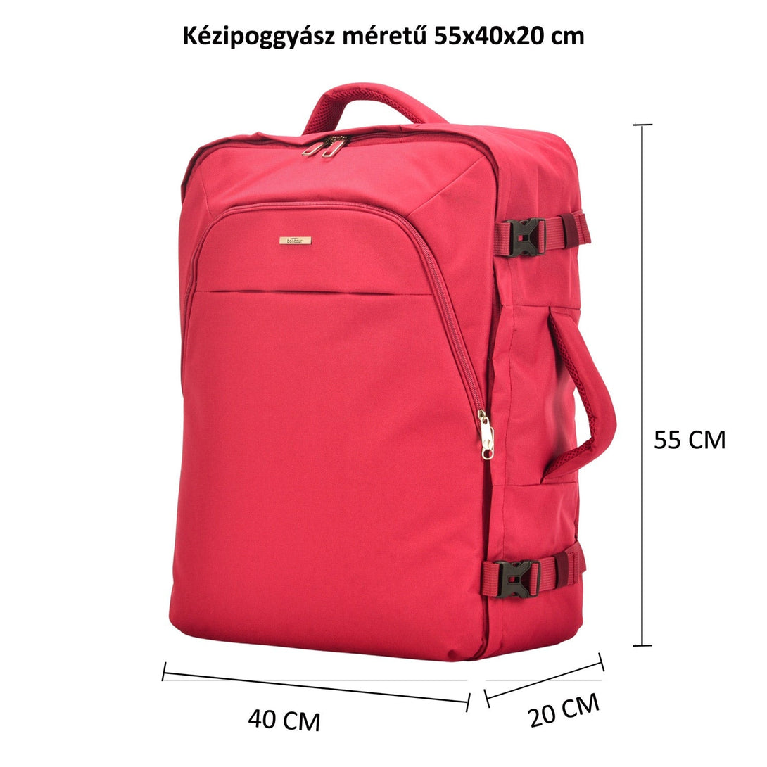 Rucsac de călătorie BONTOUR AIR, Bagaj de mână dimensiune cabină 55x40x20cm, culoare roșie