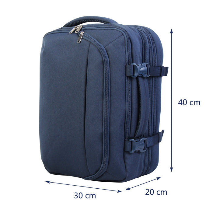 Rucsac de călătorie extensibil BONTOUR FlexiGo, dimensiune WizzAir 40x30x20cm bagaj de mână, albastru