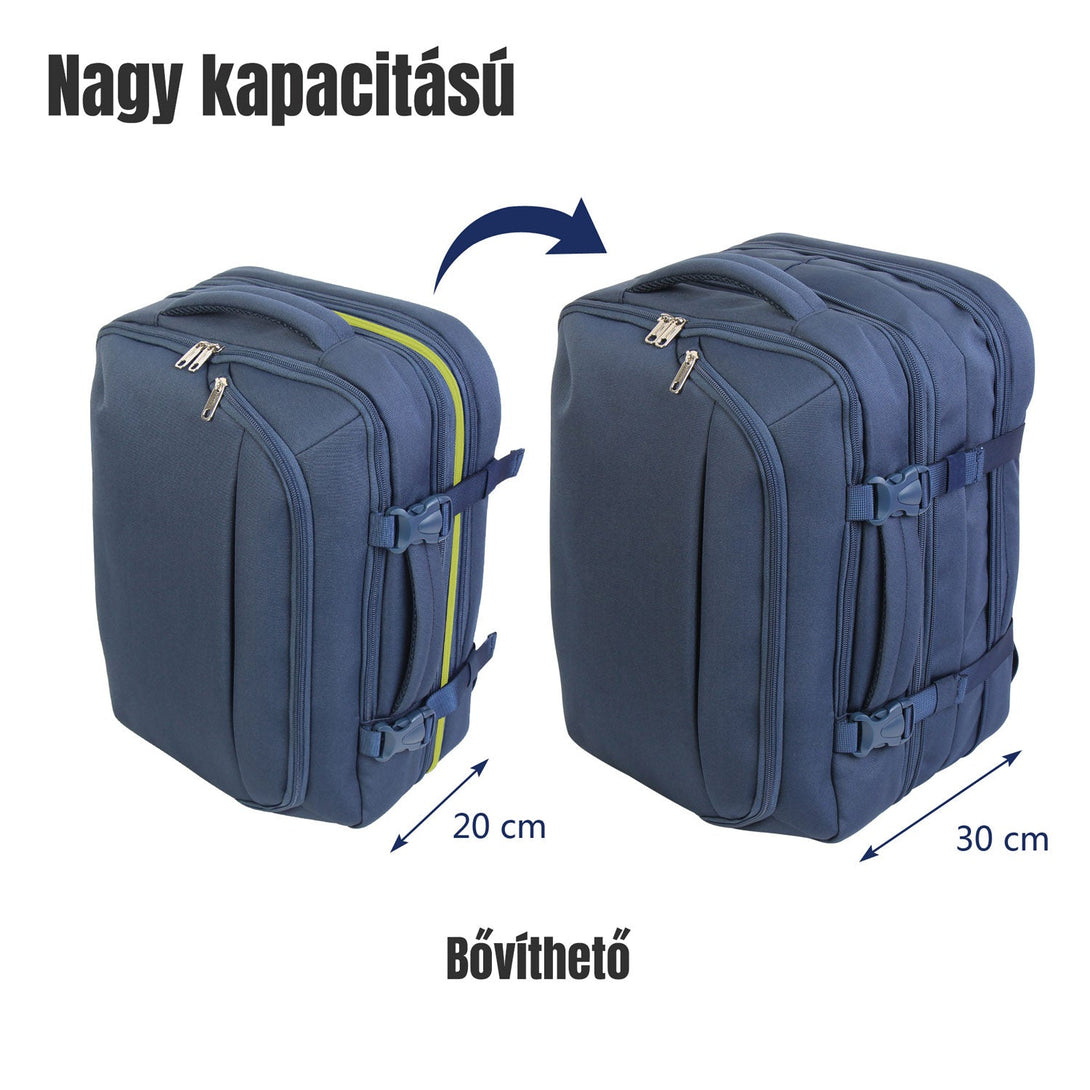 Rucsac de călătorie extensibil BONTOUR FlexiGo, dimensiune WizzAir 40x30x20cm bagaj de mână, albastru