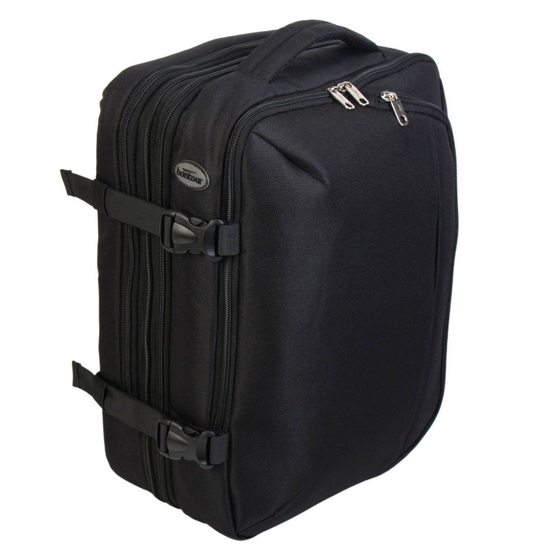 Rucsac de călătorie extensibil BONTOUR FlexiGo, dimensiune WizzAir 40x30x20cm bagaj de mână, culoare neagră