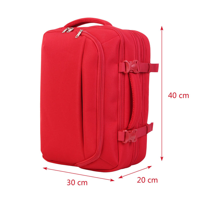 Rucsac de călătorie extensibil BONTOUR FlexiGo, dimensiune WizzAir 40x30x20cm bagaj de mână, culoare roșie