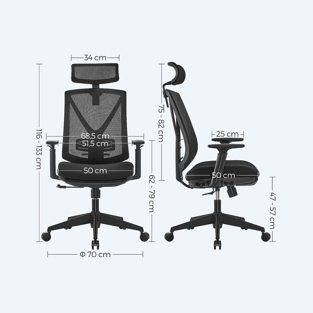 Scaun de birou ergonomic cu suport pentru picioare, sarcina maxima 150 kg, negru