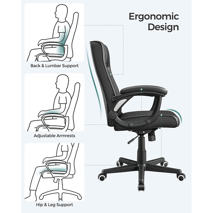 Scaun de birou, scaun pivotant reglabil pe inaltime cu design ergonomic