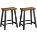 Scaune de bar set de 2 cu sezut curbat, rustic maro-negru