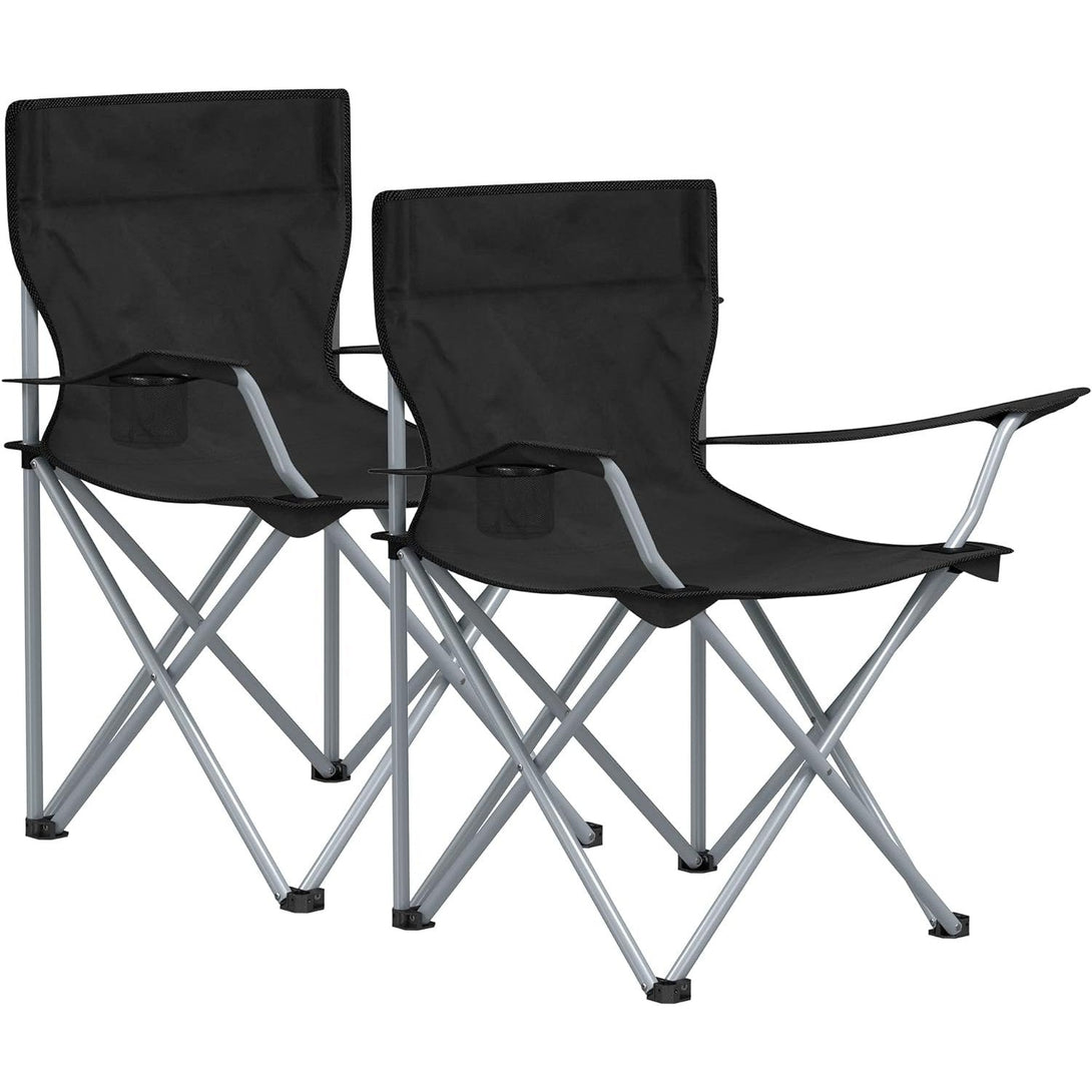 Set 2 scaune pliante de camping, negru