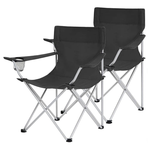 Set 2 scaune pliante de camping, negru