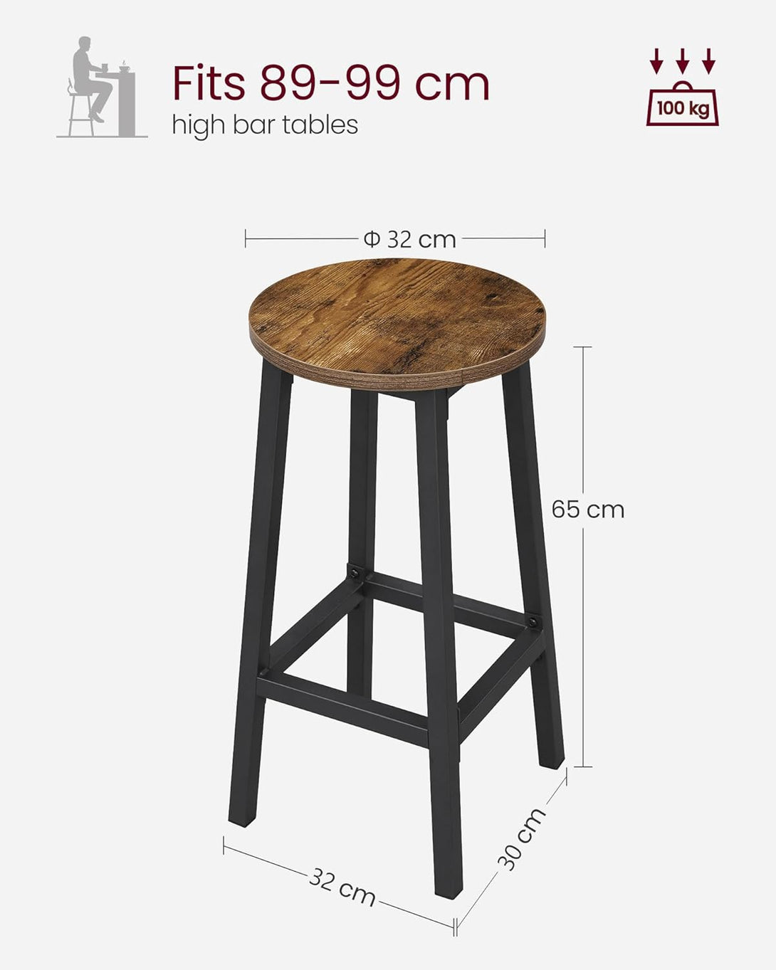 Set de 2 scaunde de bar , stil modern , maro-negru