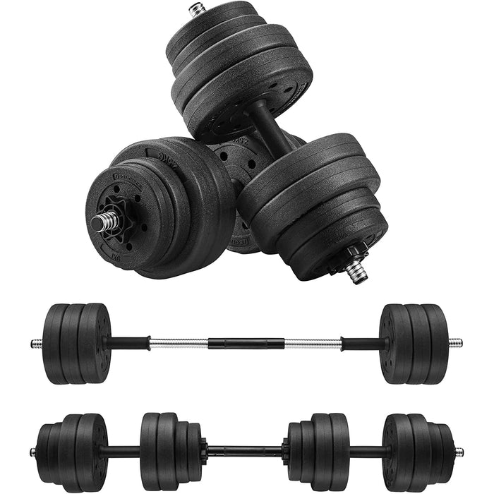 Set gantere, gantere extra cu bară, 30 kg, negru