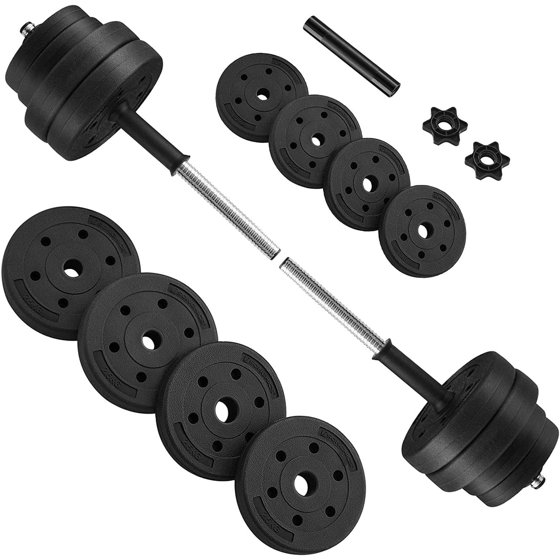 Set gantere, gantere extra cu bară, 30 kg, negru