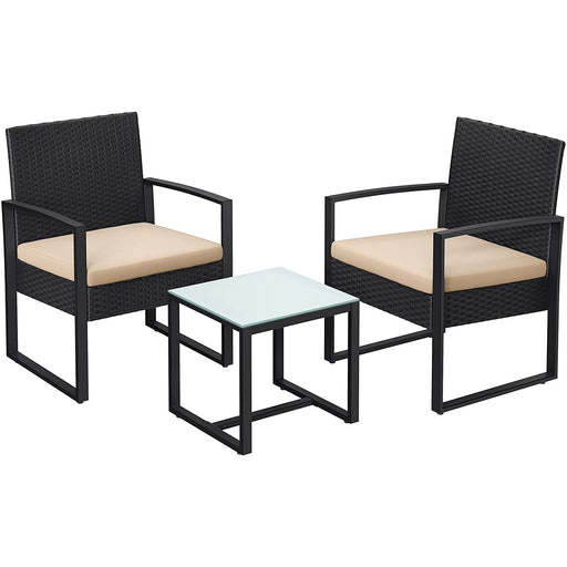 Set mobilier de gradina, 1 masa si 2 negru/bej