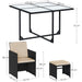 Set mobilier de gradina masa si scaune, 9 buc, negru si bej