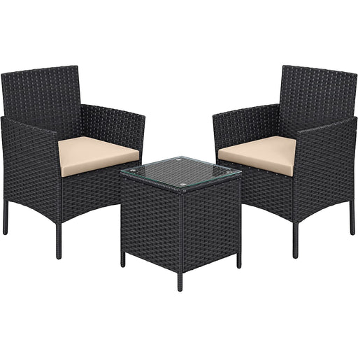 Set mobilier de gradina, negru si taupe