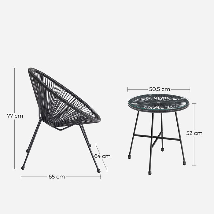 Set mobilier de gradina, scaune Acapulco, scaune exterior, negru