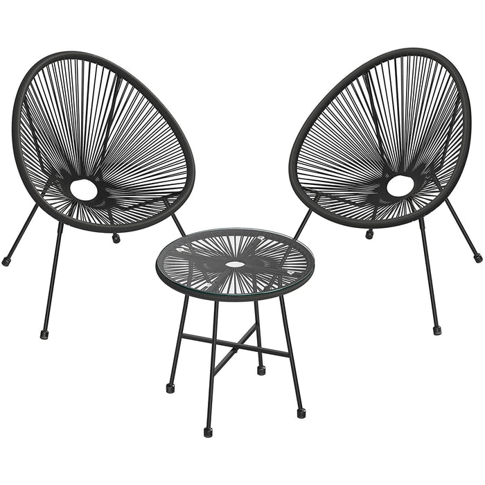 Set mobilier de gradina, scaune Acapulco, scaune exterior, negru