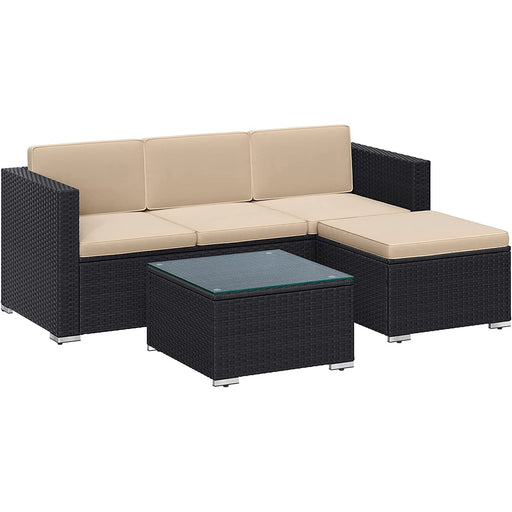 Set mobilier gradina, set mobilier gradina polirattan, maro, taupe