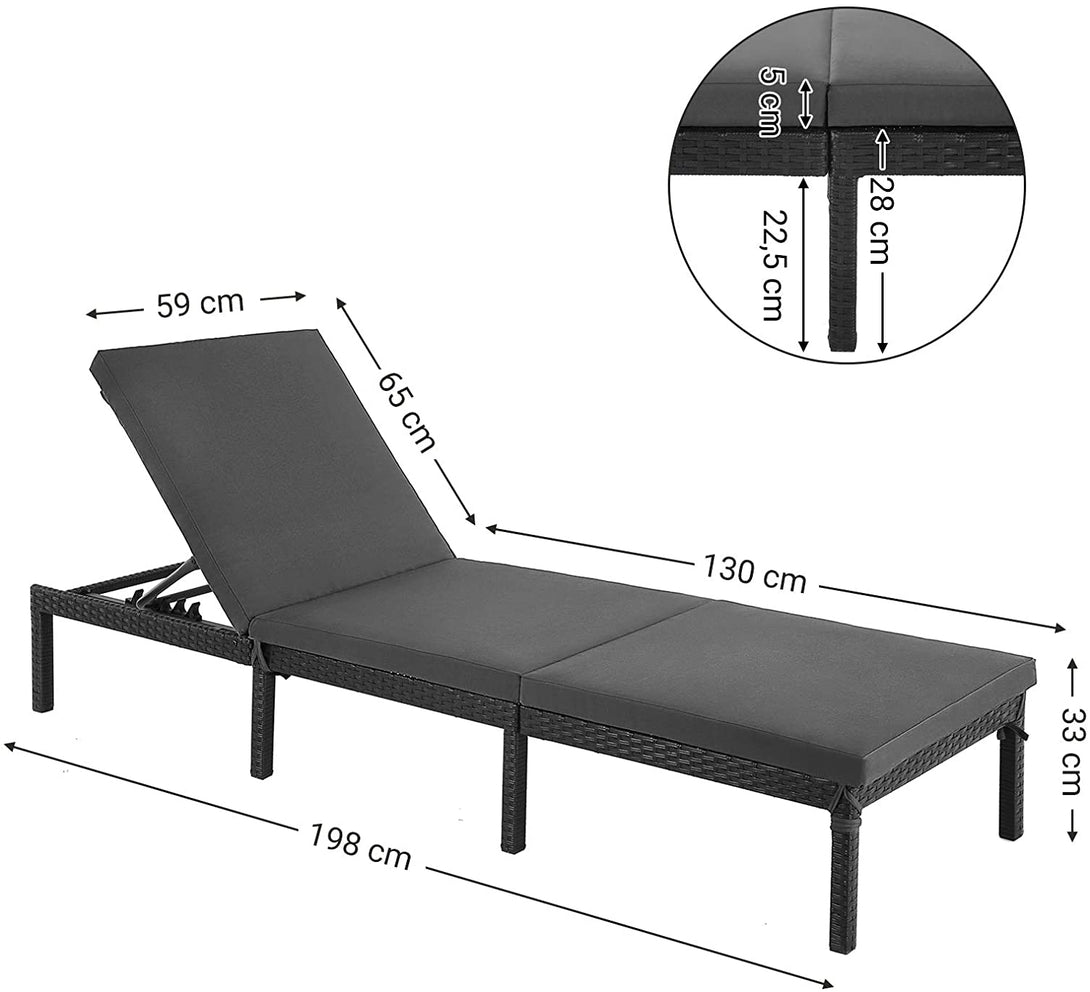 Sezlong cu saltea de 5 cm grosime 59 x 198 x 28 cm