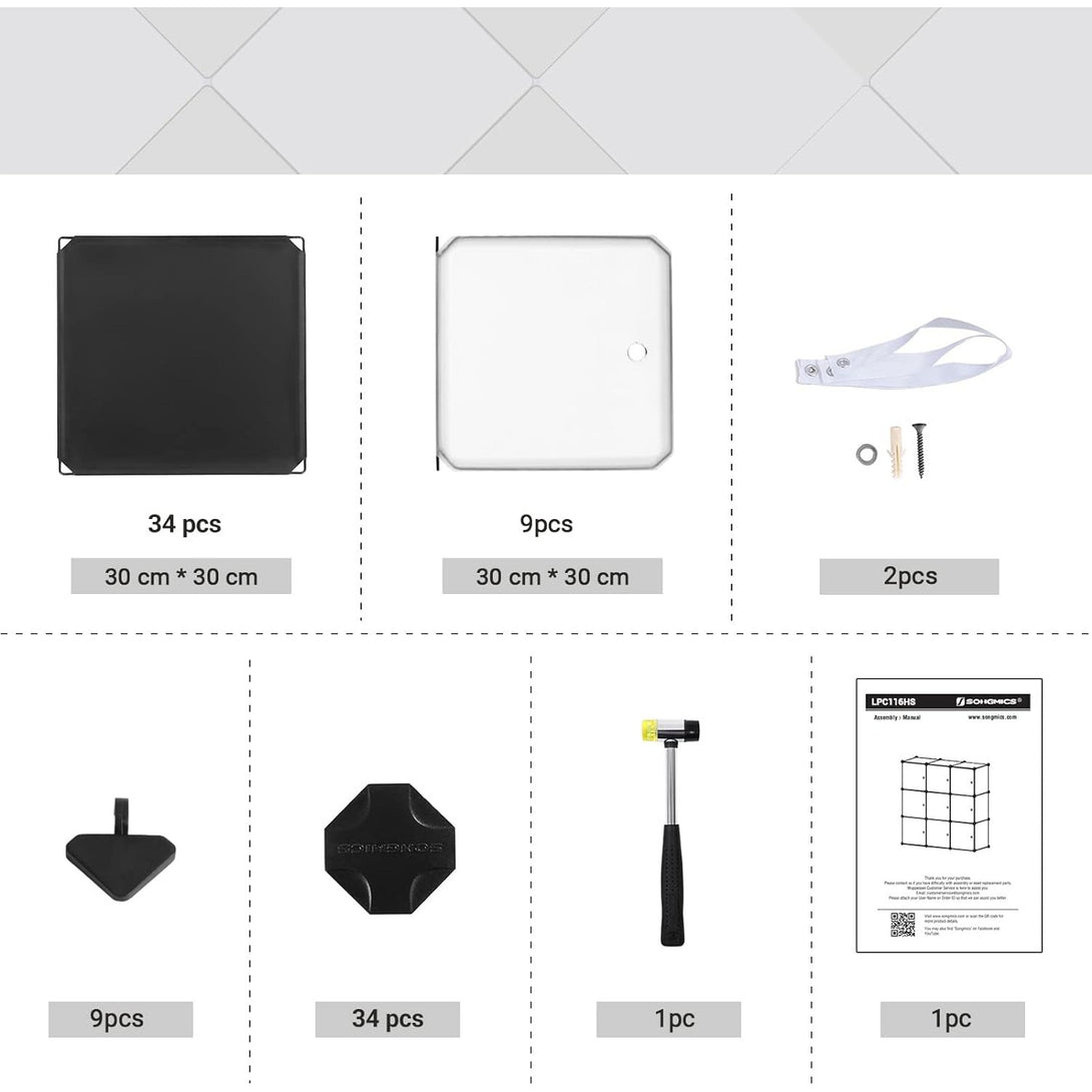 Sistem de rafturi din plastic , 9 cuburi , alb | Songmics