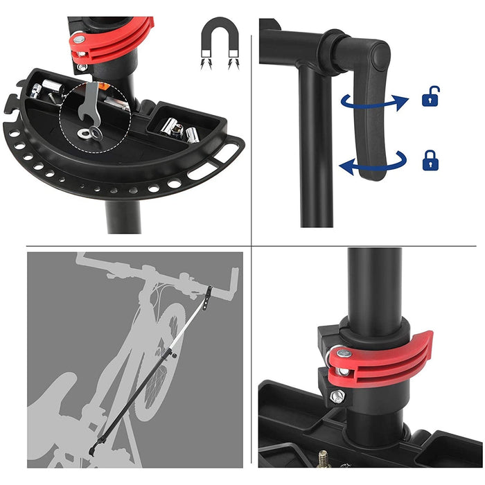 Stand reparatie biciclete, 95 x 97-157 x 81 cm, rosu si negru