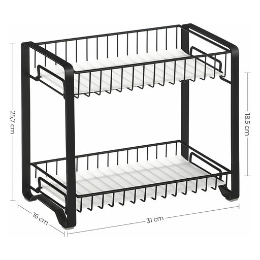 Suport de depozitare pe 2 nivele , cadru metalic , negru