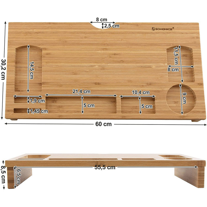 Suport monitor, organizator masa din bambus, 60 x 30,2 x 8,5 cm