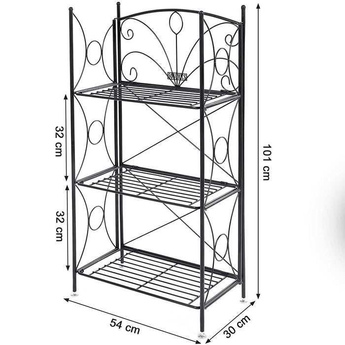 Suport pentru flori 3 niveluri, suport pentru flori de interior din metal 54 x 101 x 30 cm, negru