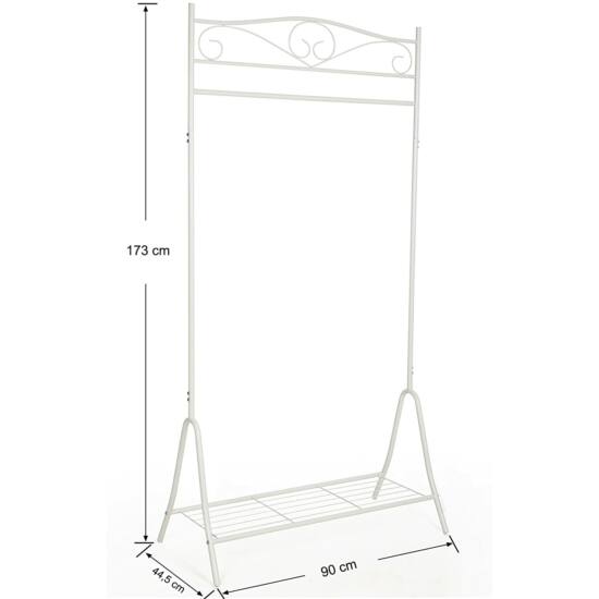 Suport pentru haine cu bară pentru haine, 173 x 90 x 44,5 cm, alb