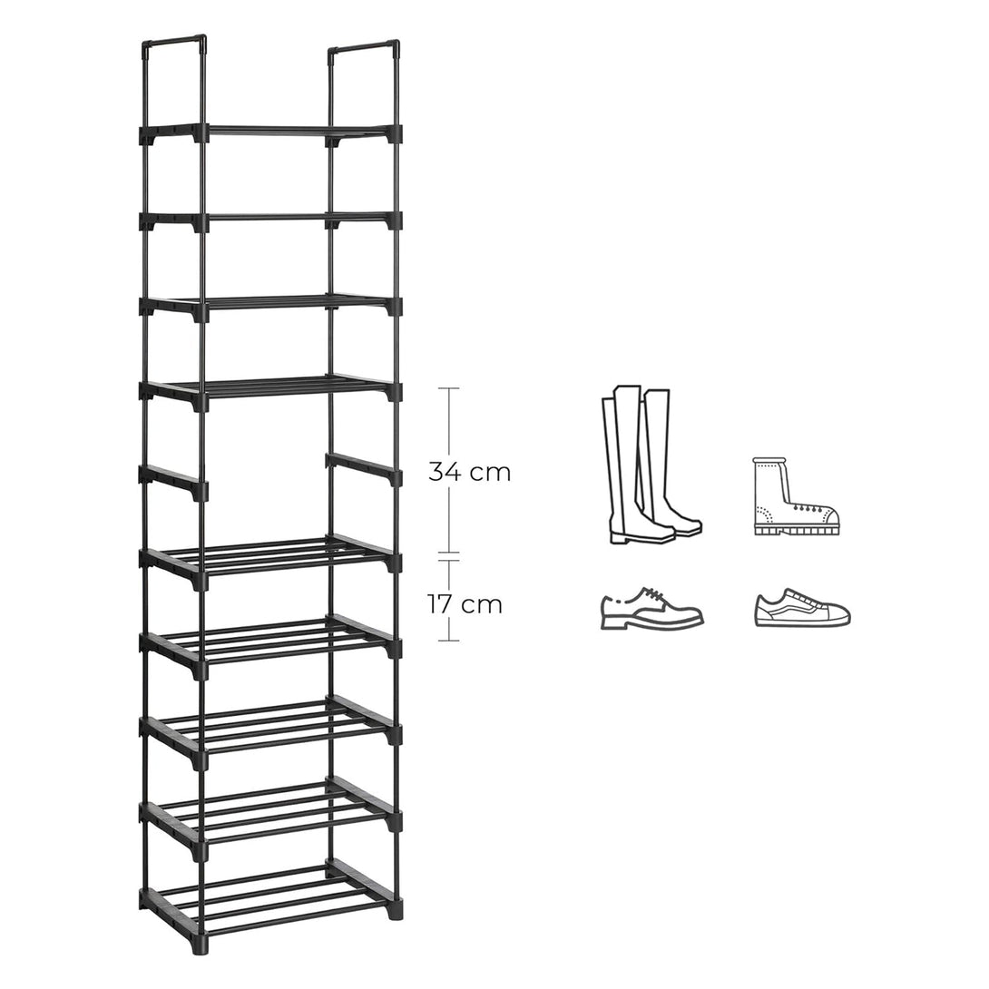 Suport pentru pantofi pe 5 niveluri, set de 2 organizatoare metalice , negru