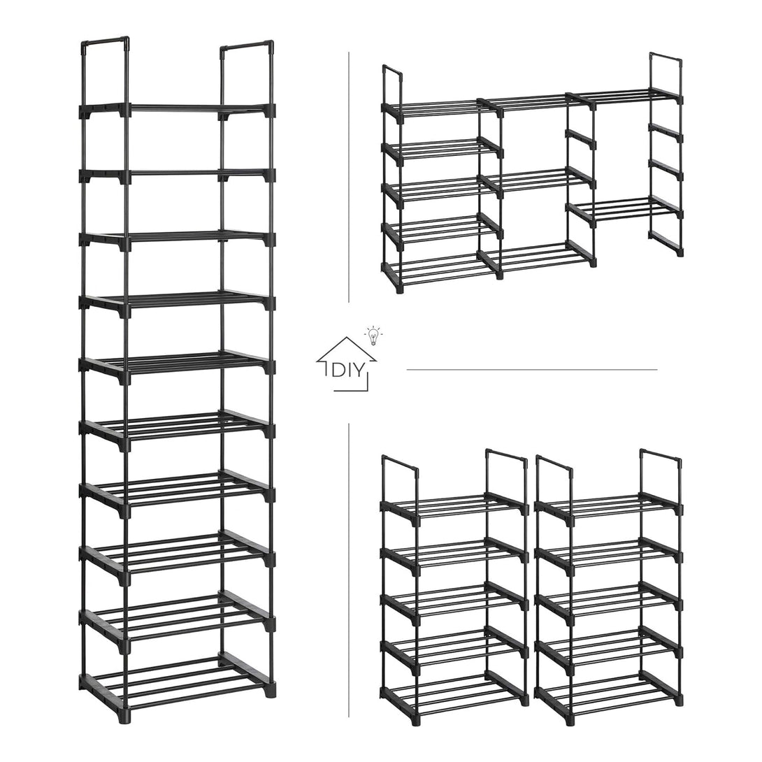 Suport pentru pantofi pe 5 niveluri, set de 2 organizatoare metalice , negru