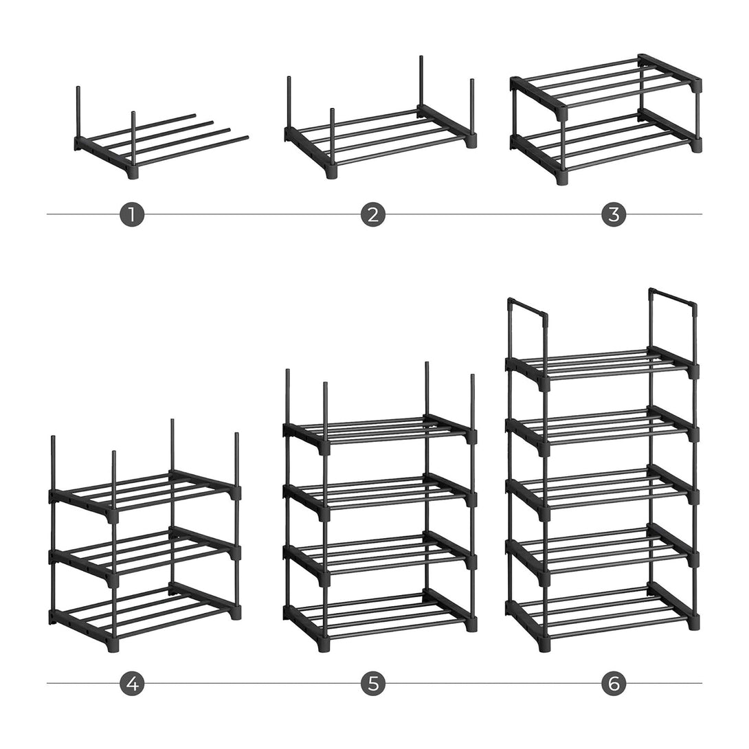 Suport pentru pantofi pe 5 niveluri, set de 2 organizatoare metalice , negru