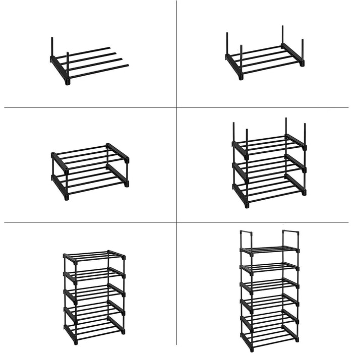 Suport pentru pantofi pe 6 niveluri, suport pentru pantofi 45 x 106 x 30 cm, negru