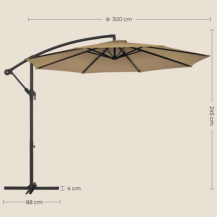 Umbrela de soare Ø 300 cm, umbrela de soare de gradina, taupe