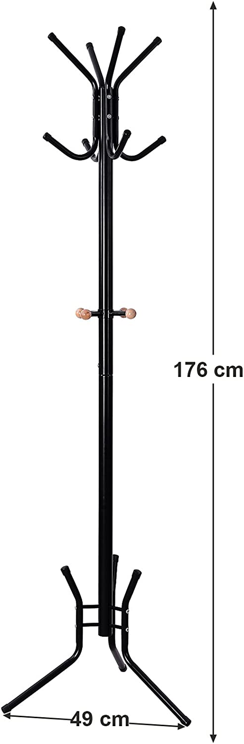 Umeraș pe picioare, Suport elegant din metal 176 cm negru