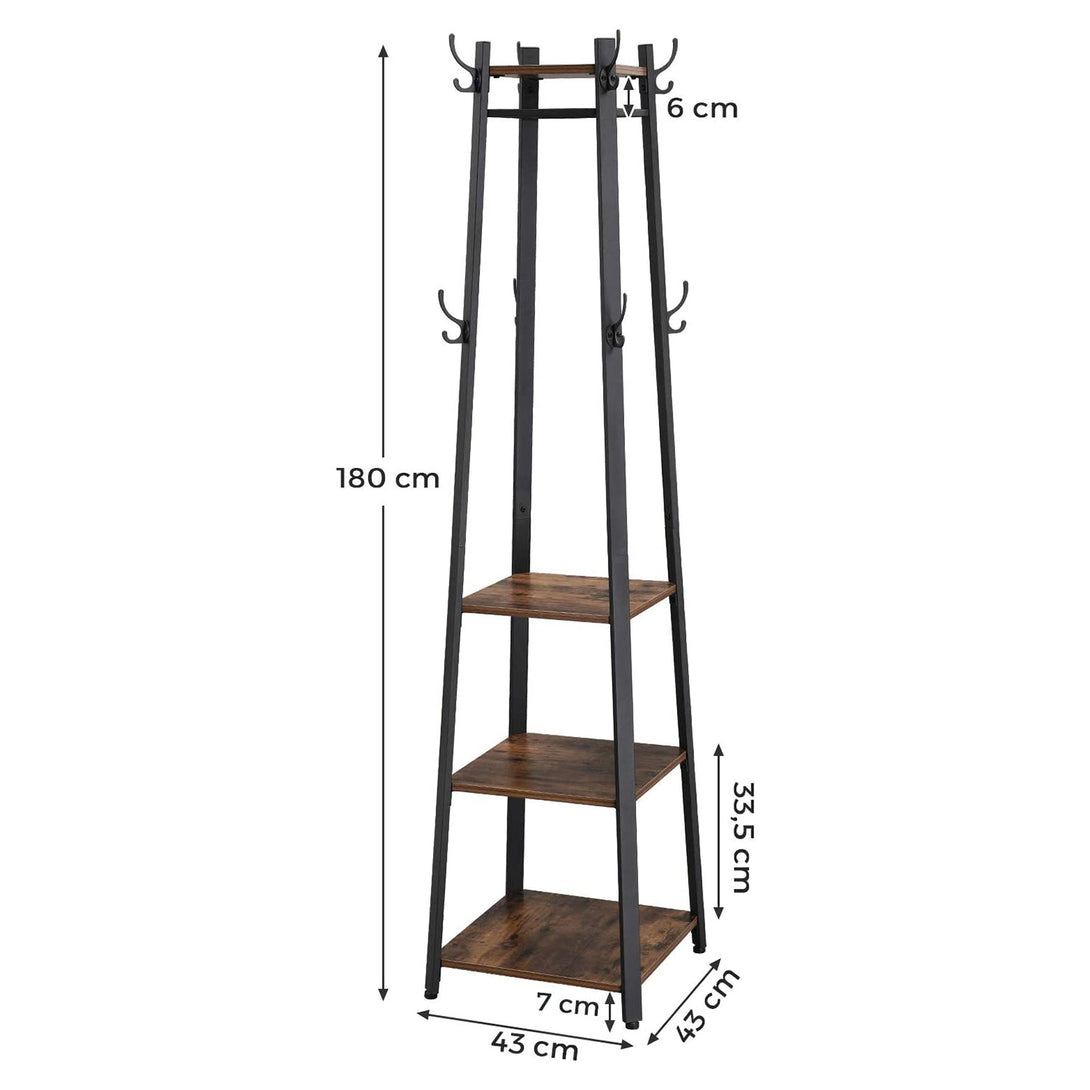 Umeraș pe picioare, Suport stil rustic cu 3 rafturi 45 x 45 x 181 cm