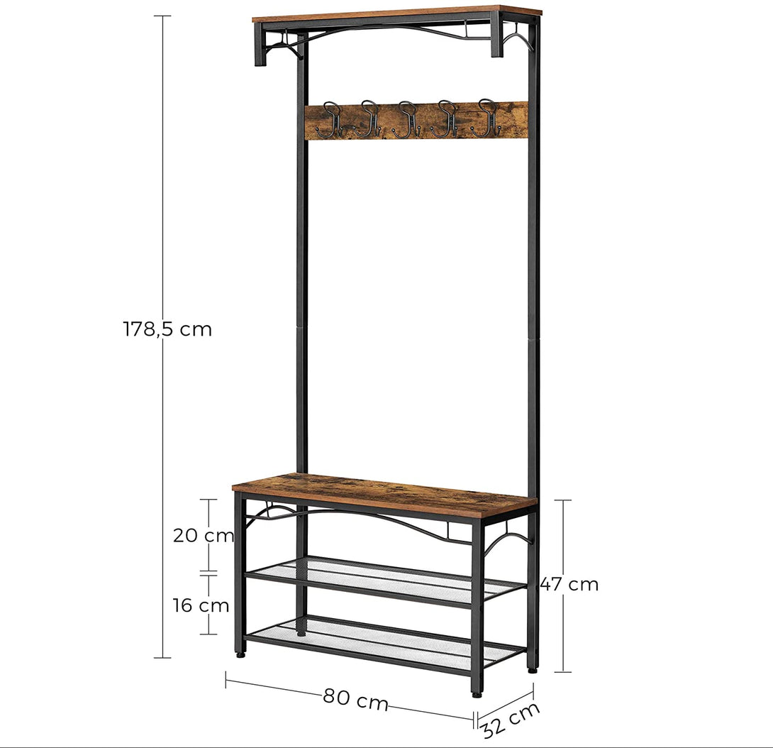 Umeraș rustic, suport pentru haine 80 x 32 x 178,5 cm