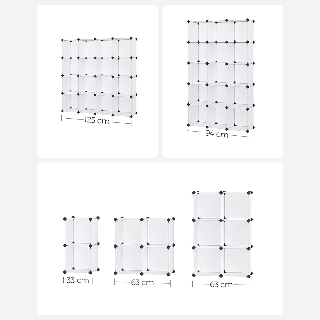 Unitate de depozitare 16 cuburi pentru prantofi , alb