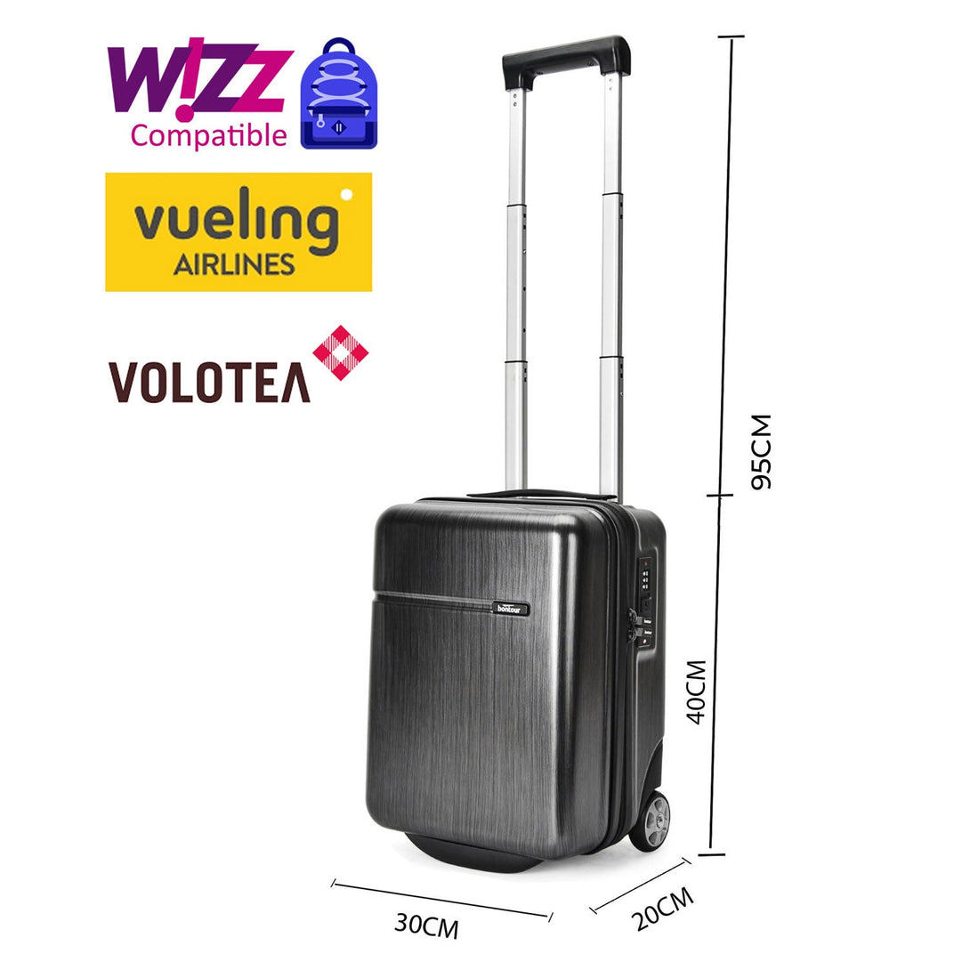 Valisa de cabină Bontour CabinOne poate fi transportată gratuit pe zborurile WIZZAIR în Gri antic (40x30x20 cm)